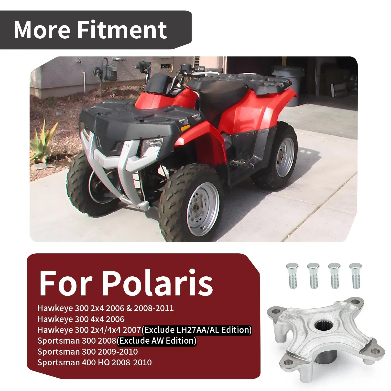 2 x Rear Wheel Hubs for Polaris Hawkeye 300 Sportsman 300