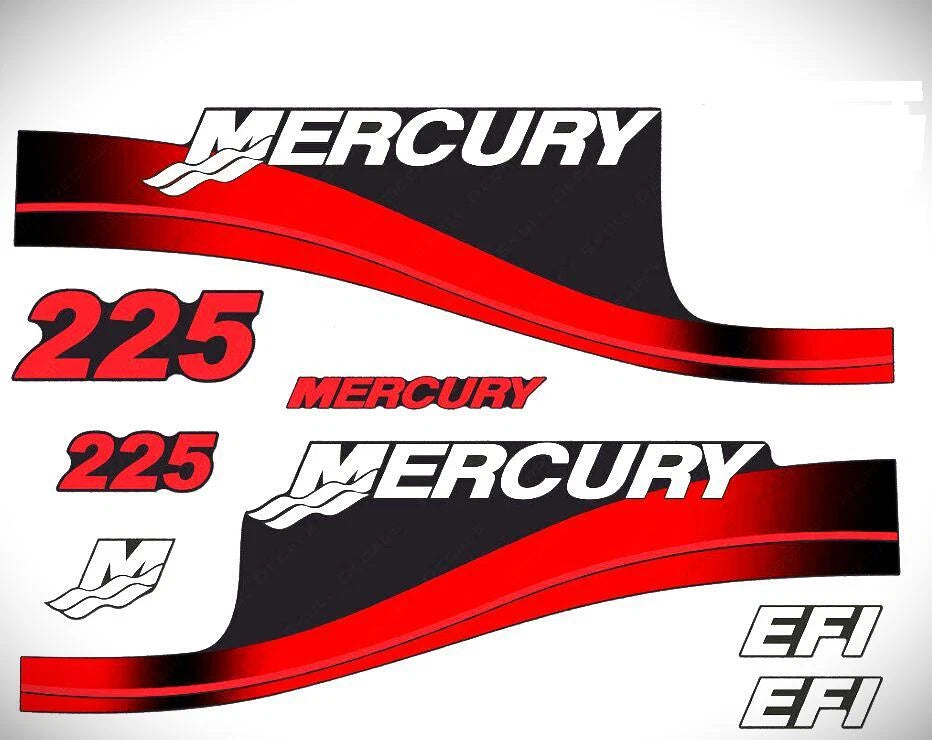 Set of 2 Decals for Mercury Outboard 225hp (824105A00) Red