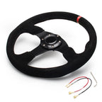 14" 350mm Red Racing Steering Wheel for Universal Vehicles (Suede Leather)
