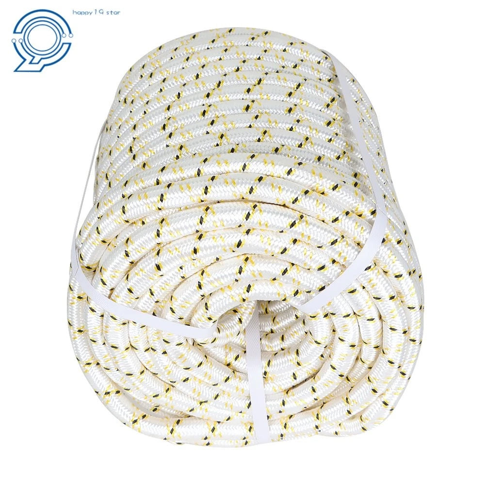 3/4" × 150' Arborist Tree Rope for (24 Strand, White, Yellow, Black)