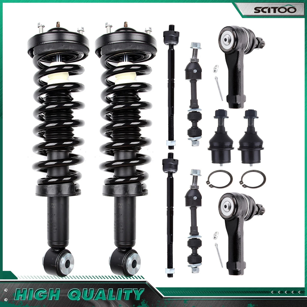 Set of 4 Front Struts, Ball Joints, Tie Rods, Sway Bar for Ford F-150, Lincoln Mark LT (2005–2008)
