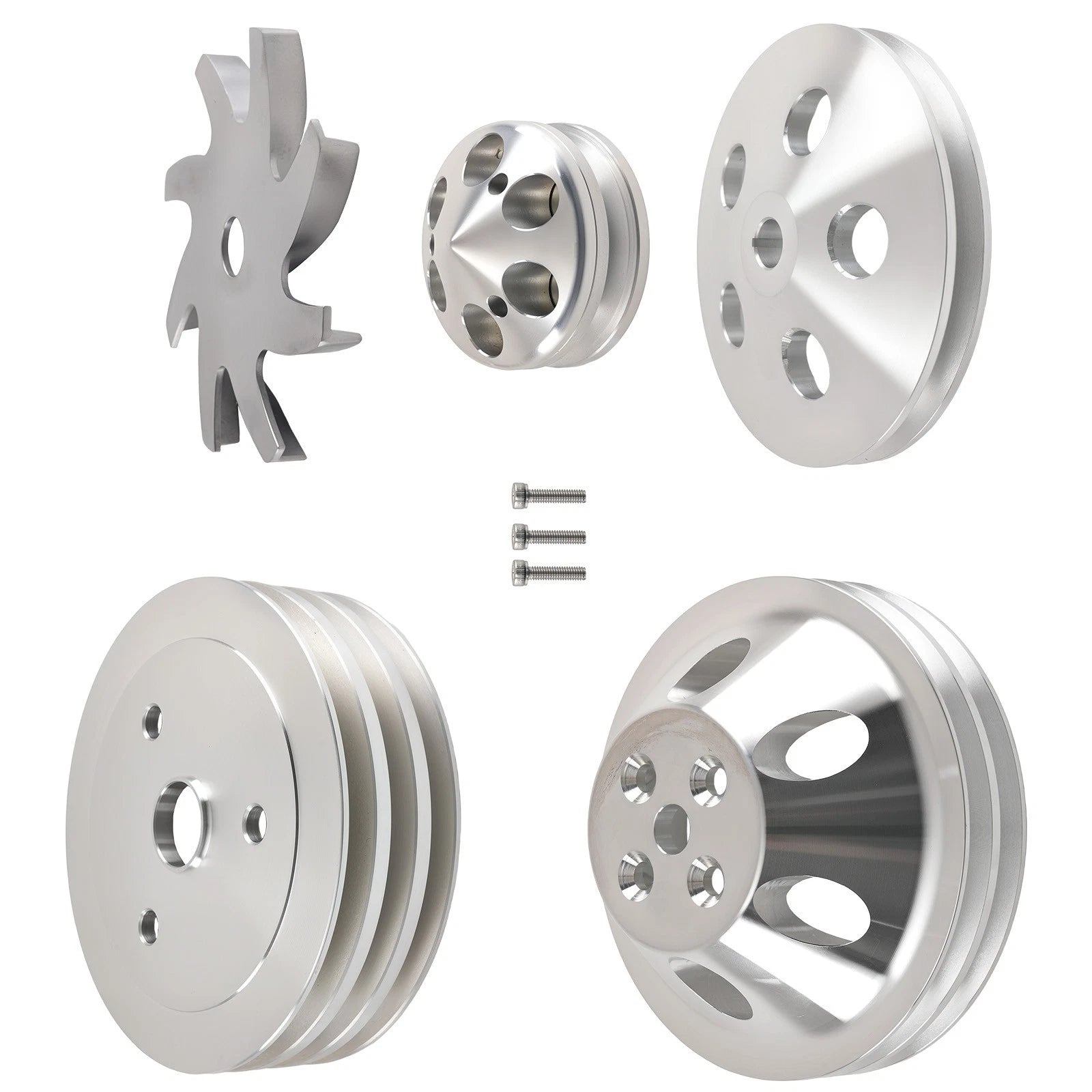 Aluminum Triple Groove Pulley Kit for Small Block Chevy 283-350 (1960–1985)