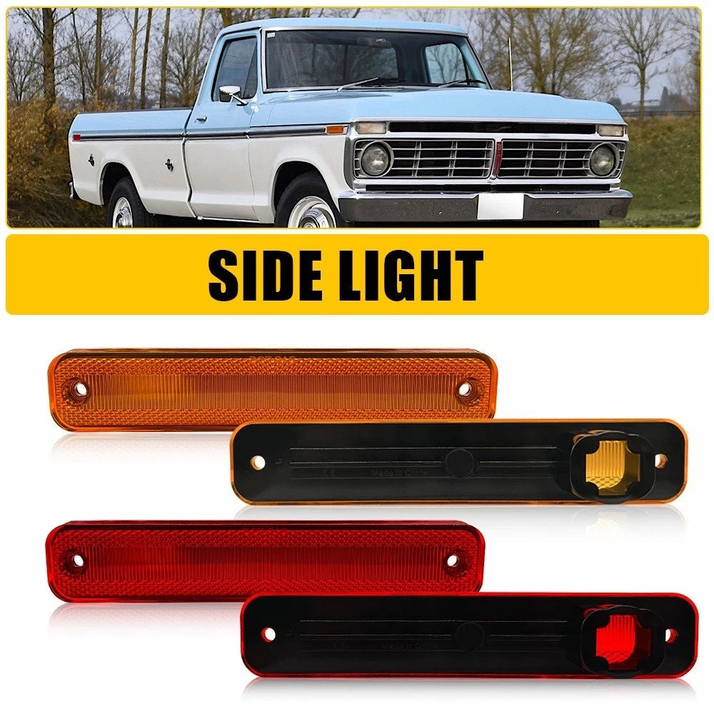 Set of 2 Front Rear Bumper Side Marker Light Housings for Ford F100/F150/F250 (1973–1979)