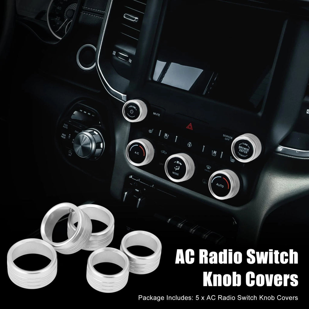 5pcs AC Radio Switch Knob Cover for Dodge Ram 1500 (2018–2020)