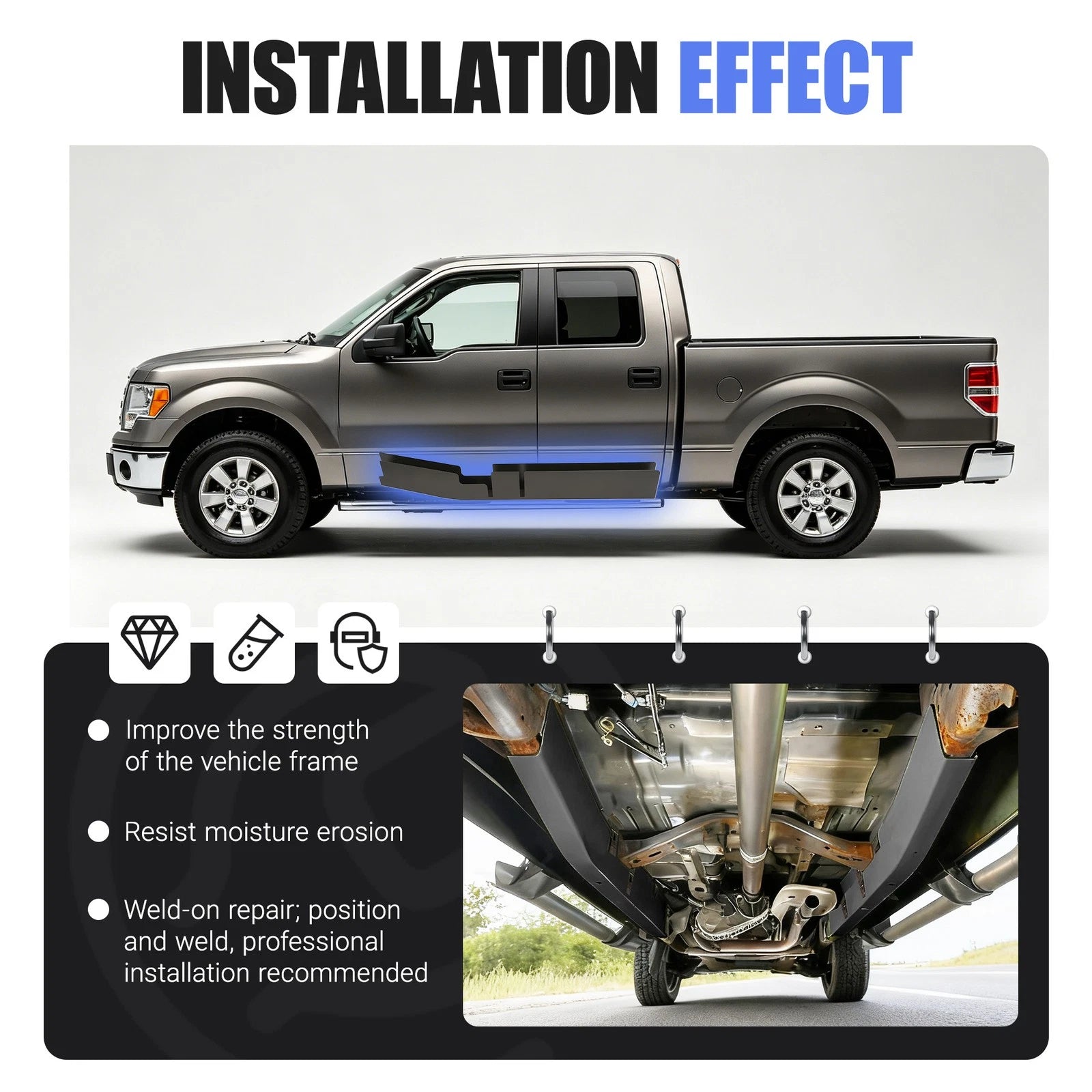 Mid Frame Rail Rust Repair Set for Ford F150 (2004–2008) Super Crew Cab