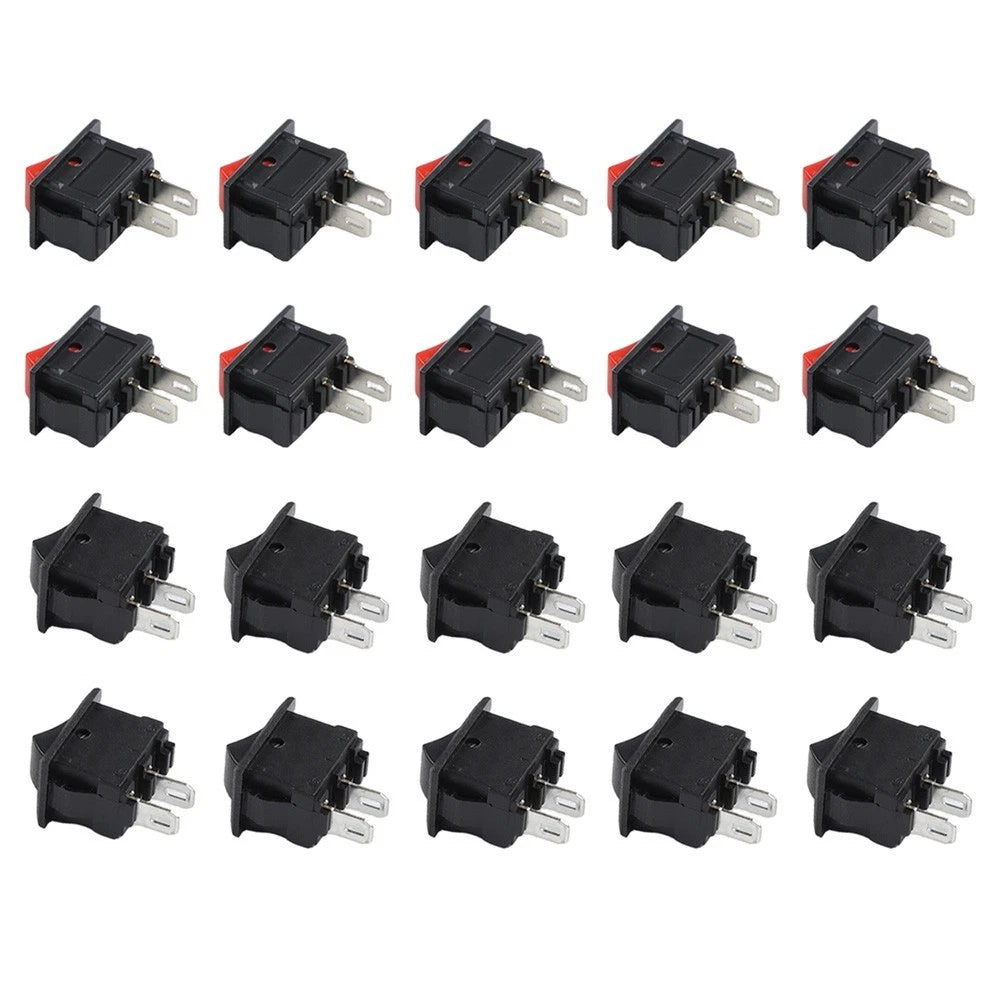 20PCS Rocker Switch Set 2 Pin ON OFF SPST 125VAC 6A for Boat Car
