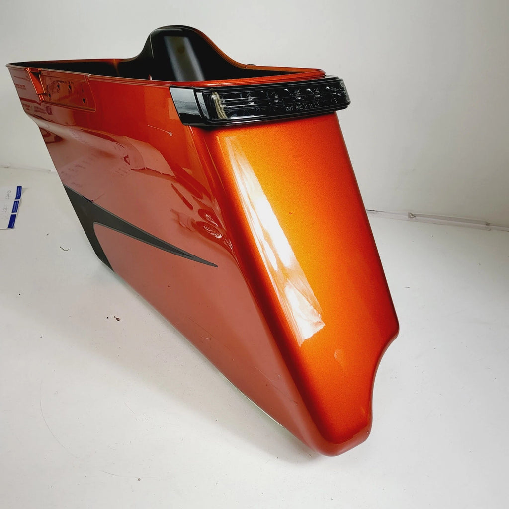 Left Side Saddlebag for Harley-Davidson Touring (2014–2023) - Scorched Orange/Black Denim