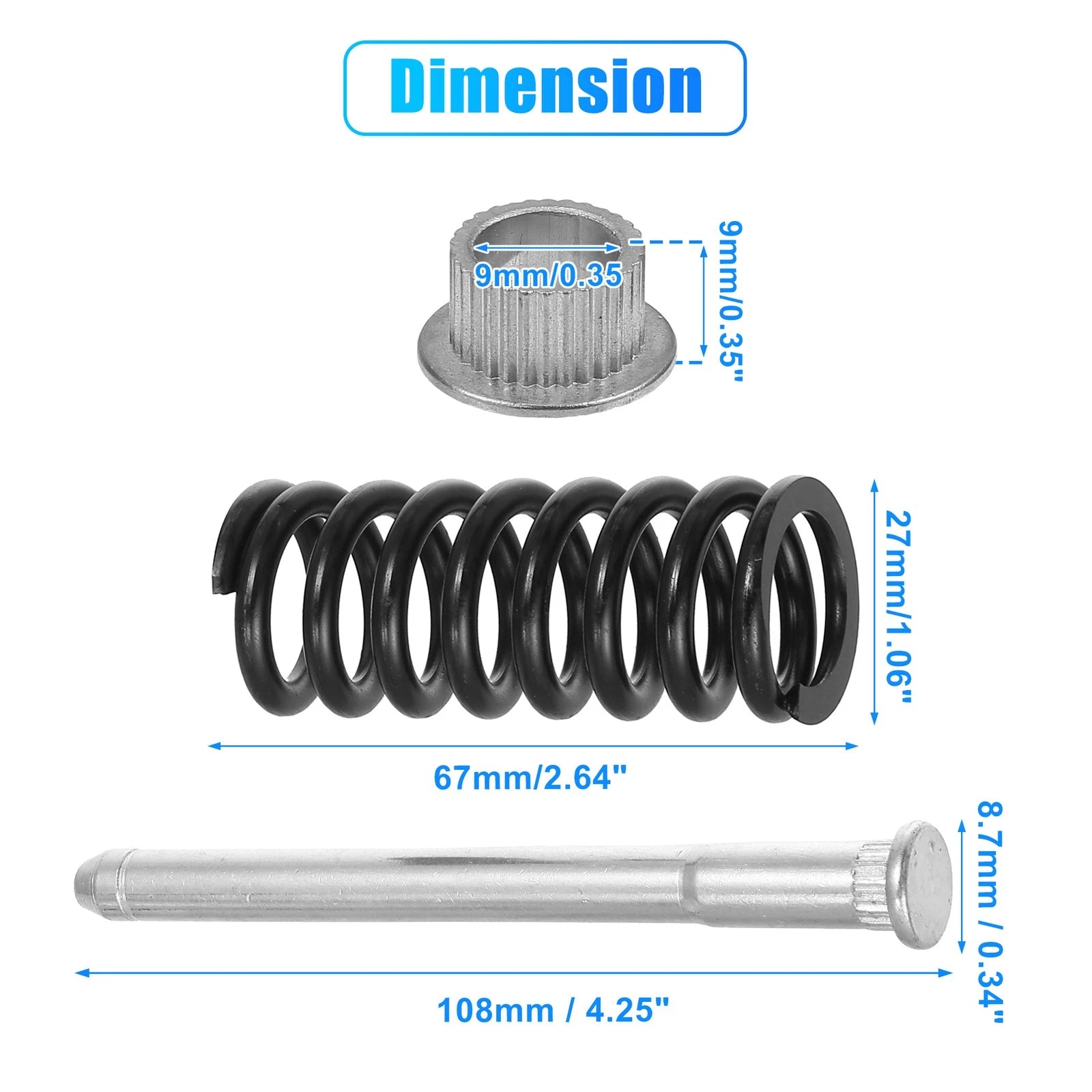 Set of 4 Door Hinge Pin and Spring with Bushing Repair Kit  