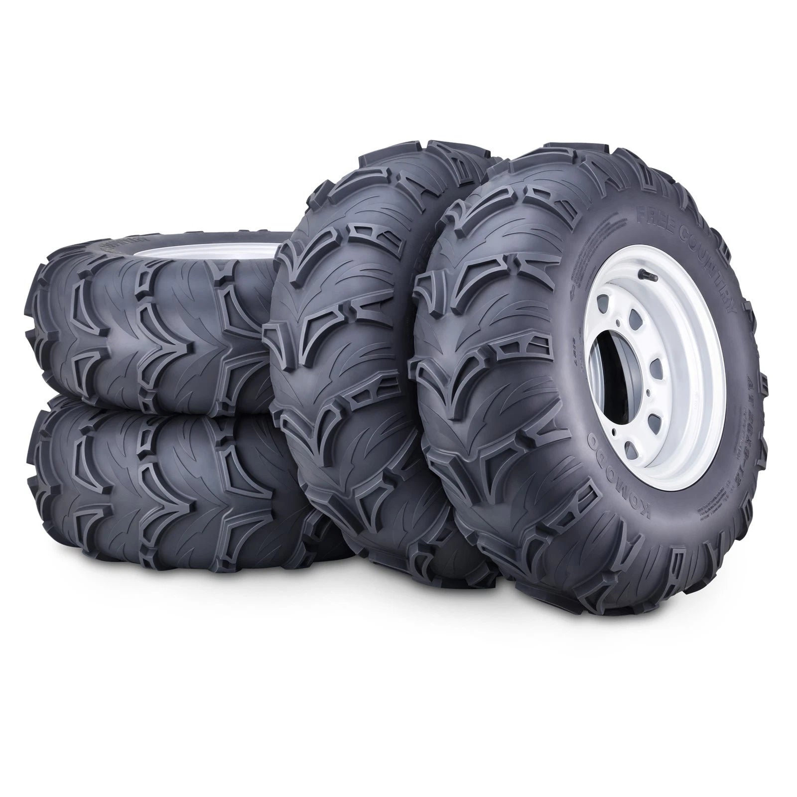 Set of 4 ATV Tires & Wheels 26X9-12 26X10-12 on 4x156 Silver Komodo