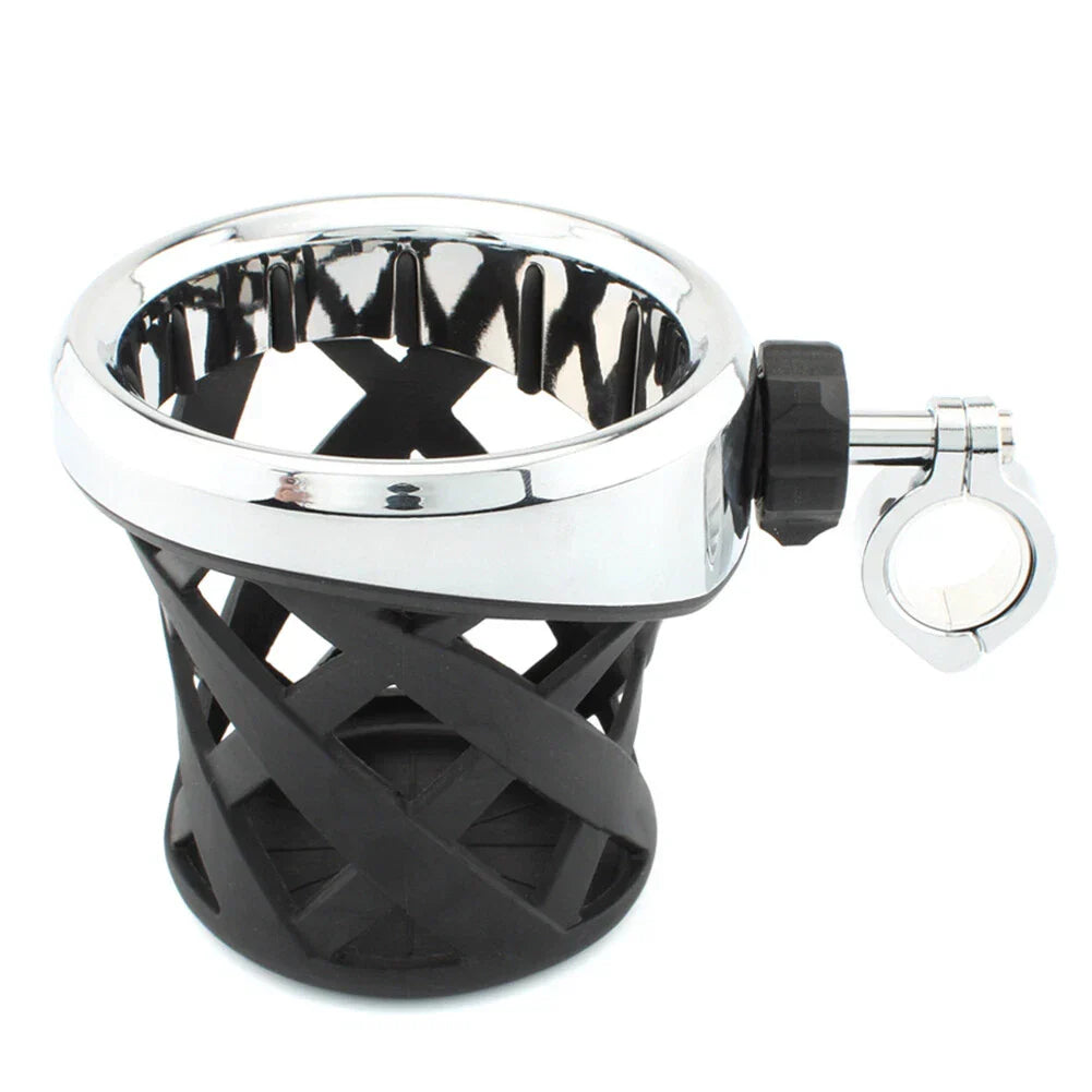 New Chrome Motorcycle Drink Cup Holder 7/8"-1" Clamp for Harley