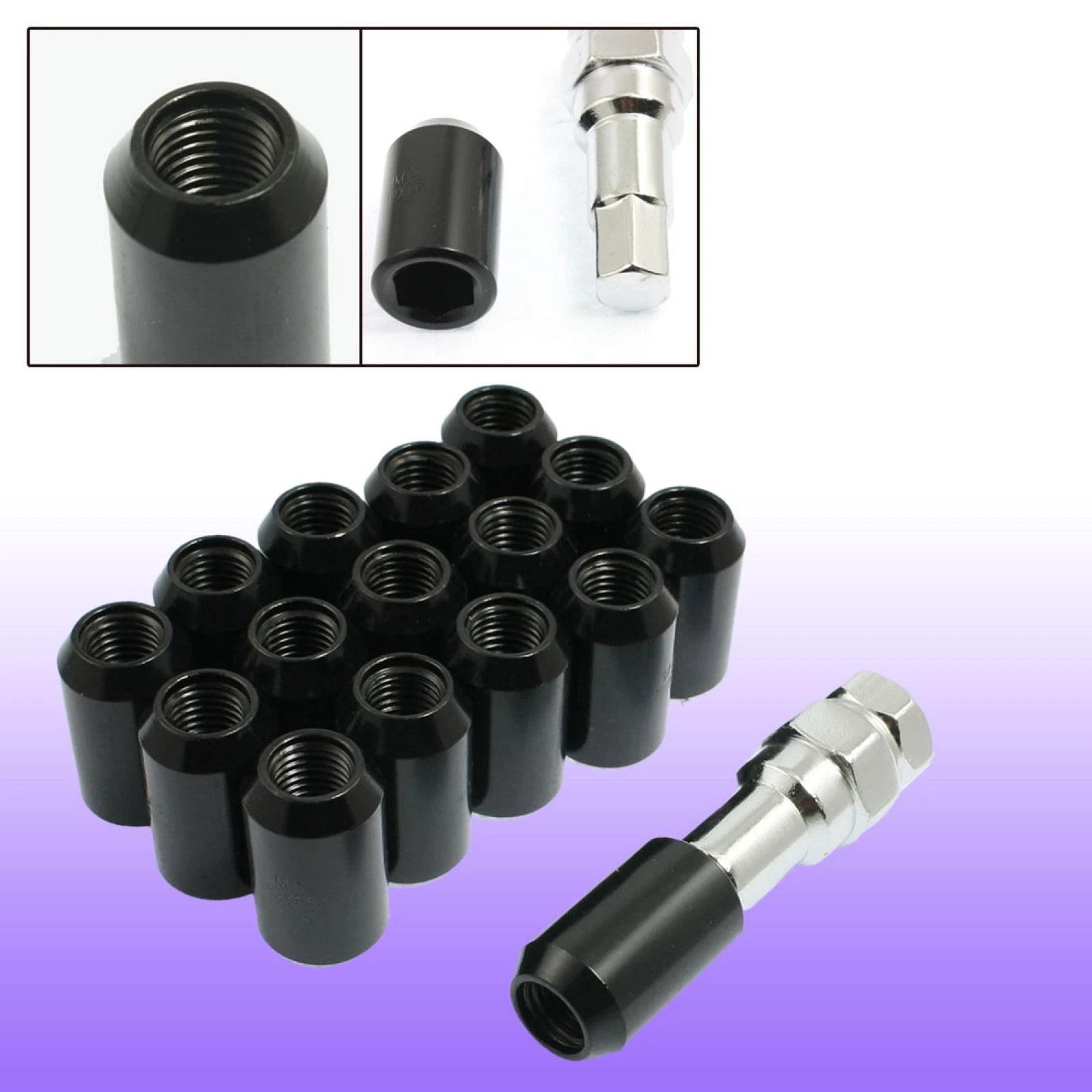 16 Pcs Black Hex Security Lock Wheel Lug Nuts for Honda 
