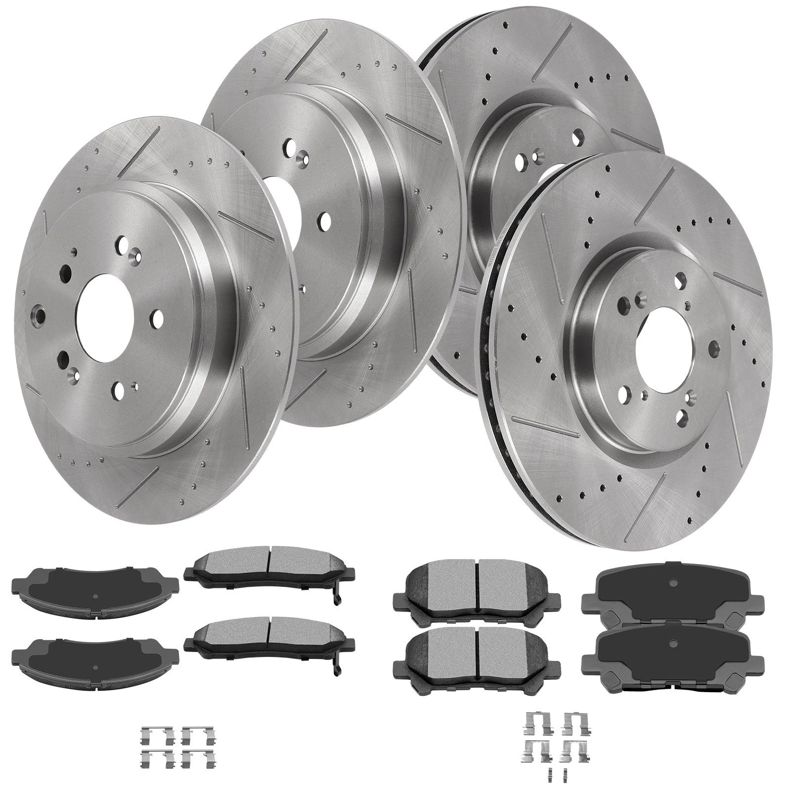 Front Rear Drilled Disc Rotors & Ceramic Brake Pads for Honda Pilot (2009–2022) & Acura ZDX (2010–2013)