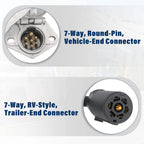 7-Way RV Blade to 7-Way Round Pin Trailer Adapter SAE J560 for Towing