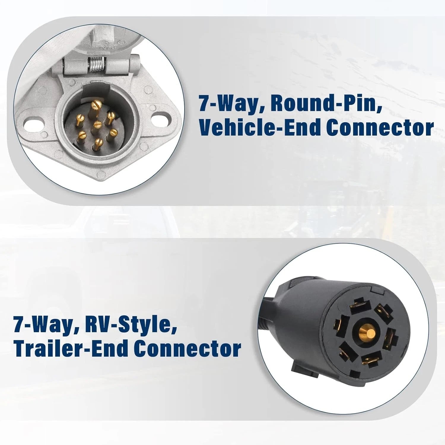 7-Way RV Blade to 7-Way Round Pin Trailer Adapter SAE J560 for Towing