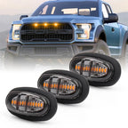 Raptor-Style Smoked Lens Amber LED Front Grille Running Lights for Ford F-150
