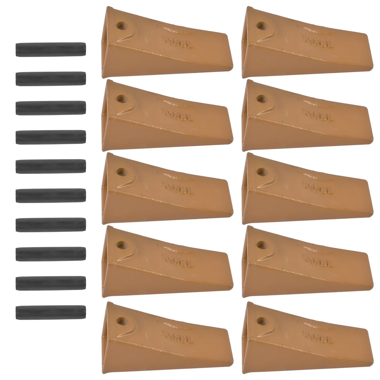 10Pcs Long Bucket Teeth X156L + Pins P156 for Skid Steer Mini Excavators