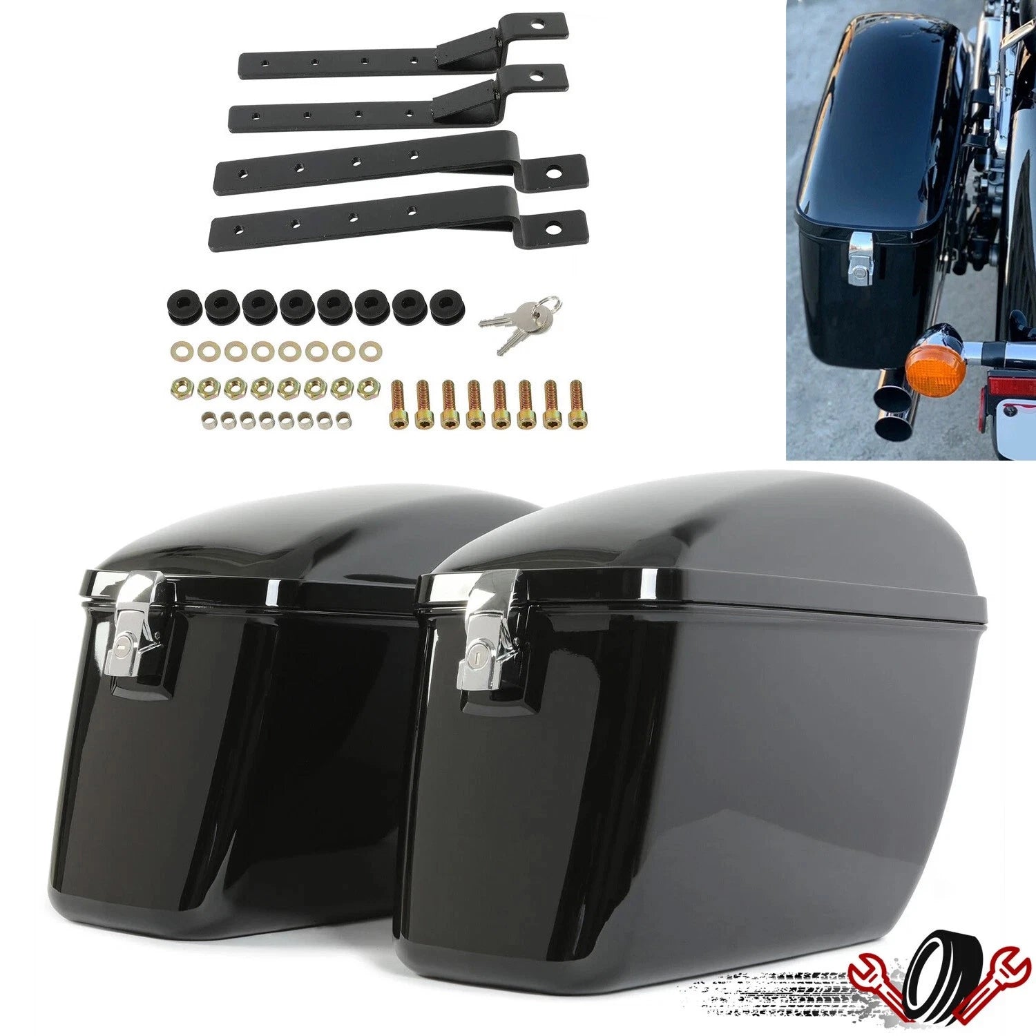 Hard Side Saddle Bags for Harley Honda Yamaha (Motorcycle)