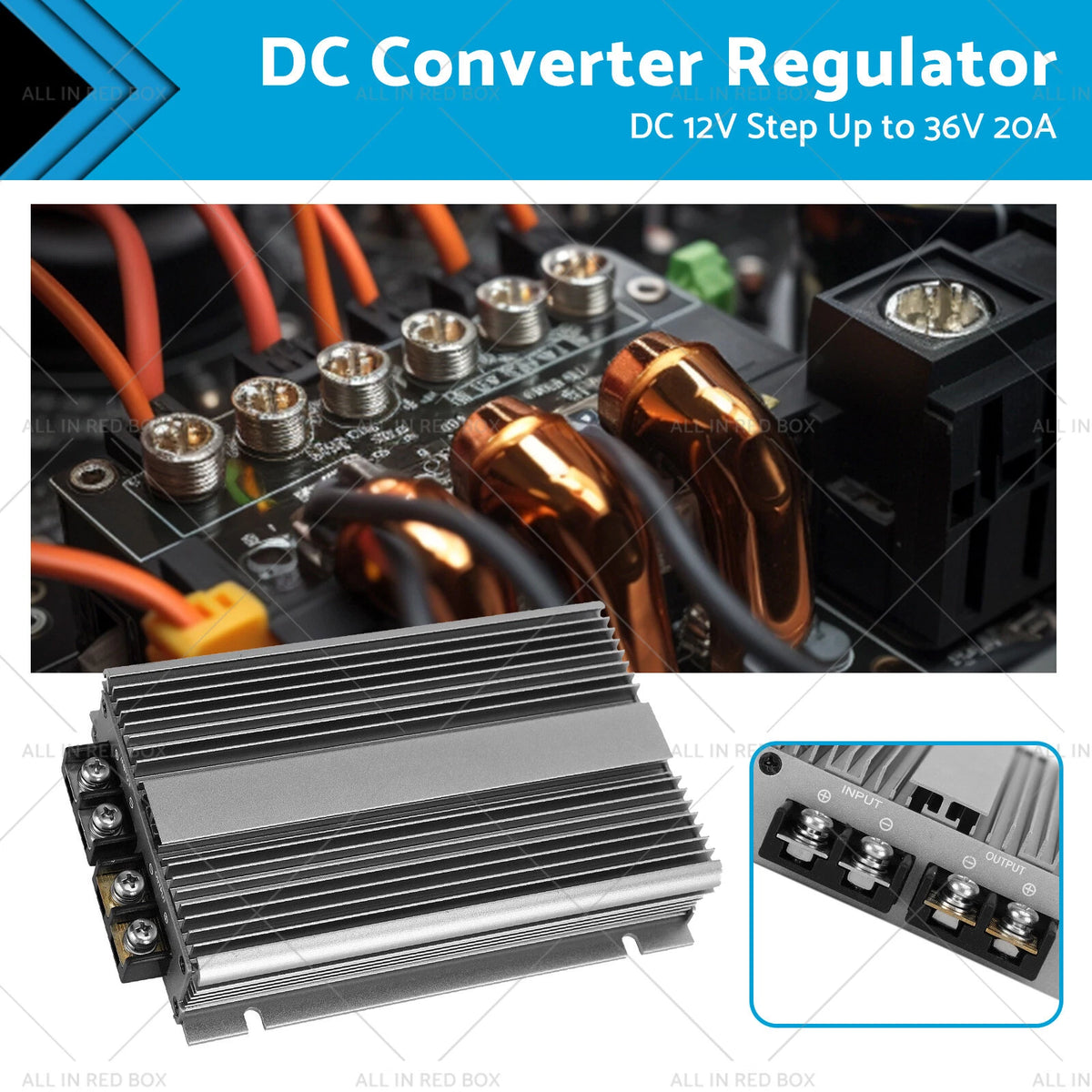 DC-DC 12V to 36V 20A Converter Regulator for Automotive (Waterproof)