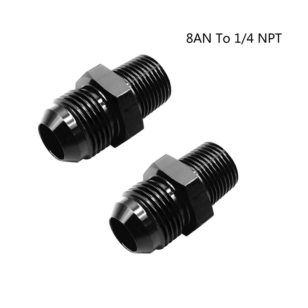 2Pcs 8 AN to 1/2 NPT 1/4 NPT 3/8 NPT Straight Adapter Fitting for Automotive