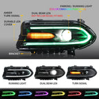 LED Projector Headlights for Dodge Charger (2015–2021) L+R RGB Color Change