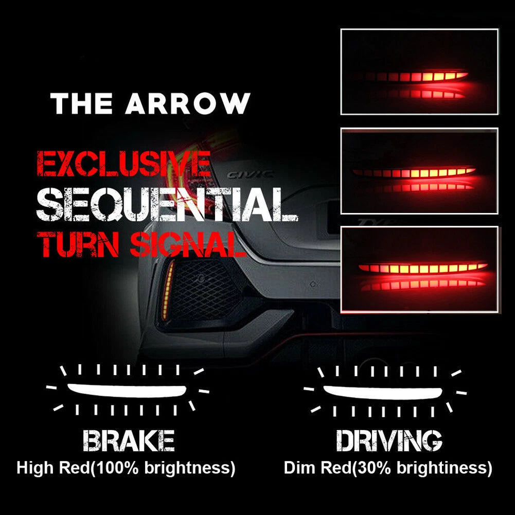 2X Red LED Fog Light for Honda Civic Hatchback (2017–2022)