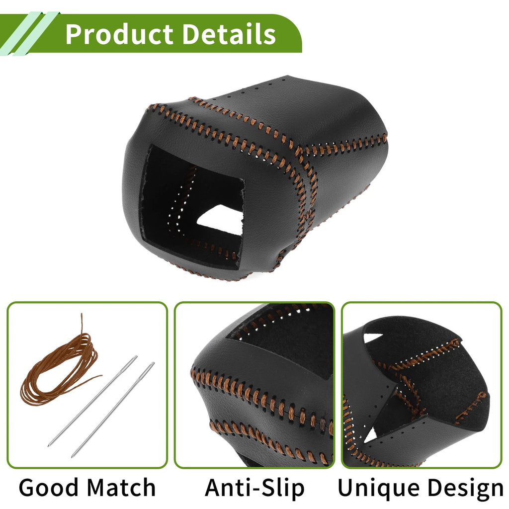 Gear Shift Knob Cover for Nissan Rogue (2021–2024) Black Brown Faux Leather