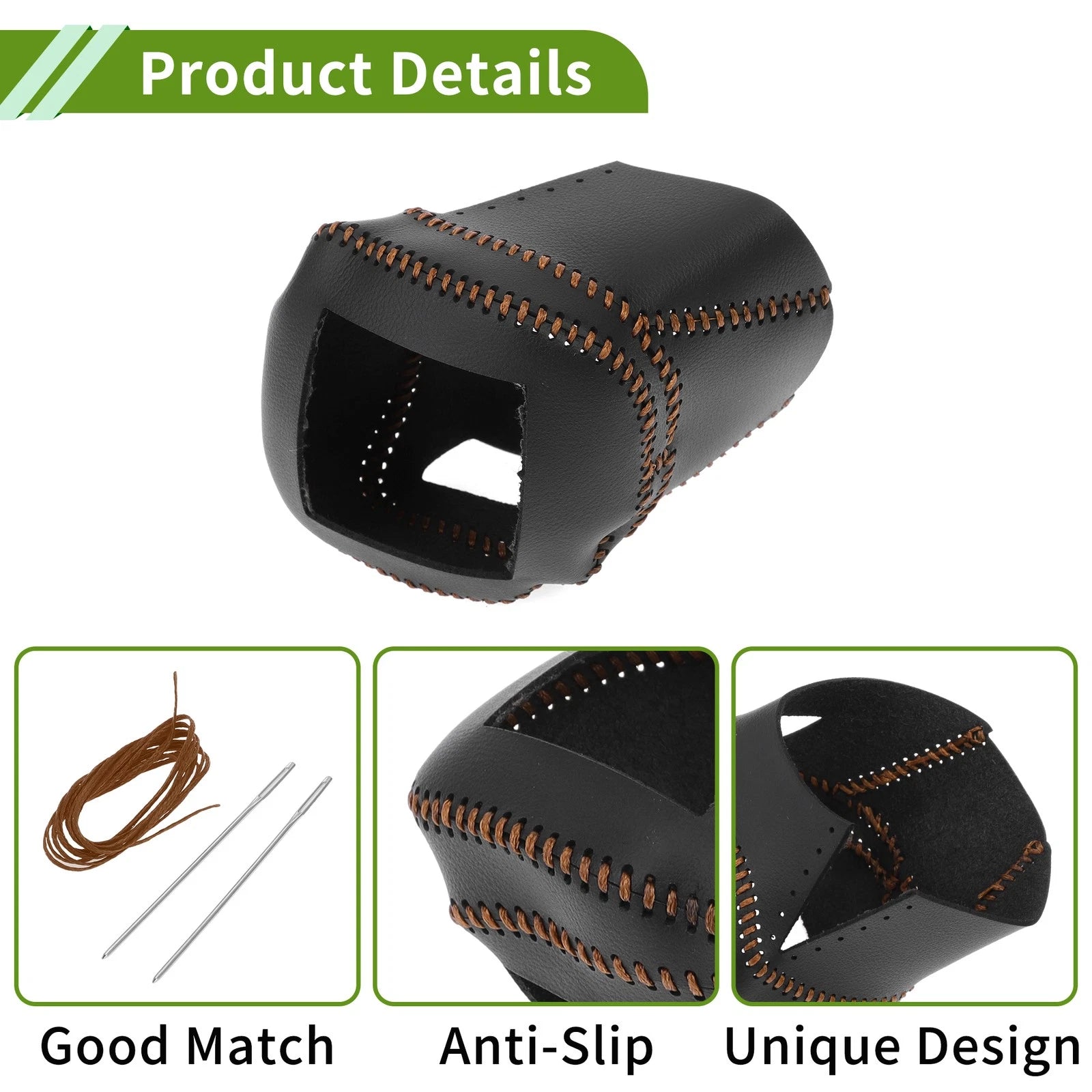 Gear Shift Knob Cover for Nissan Rogue (2021–2024) Black Brown Faux Leather
