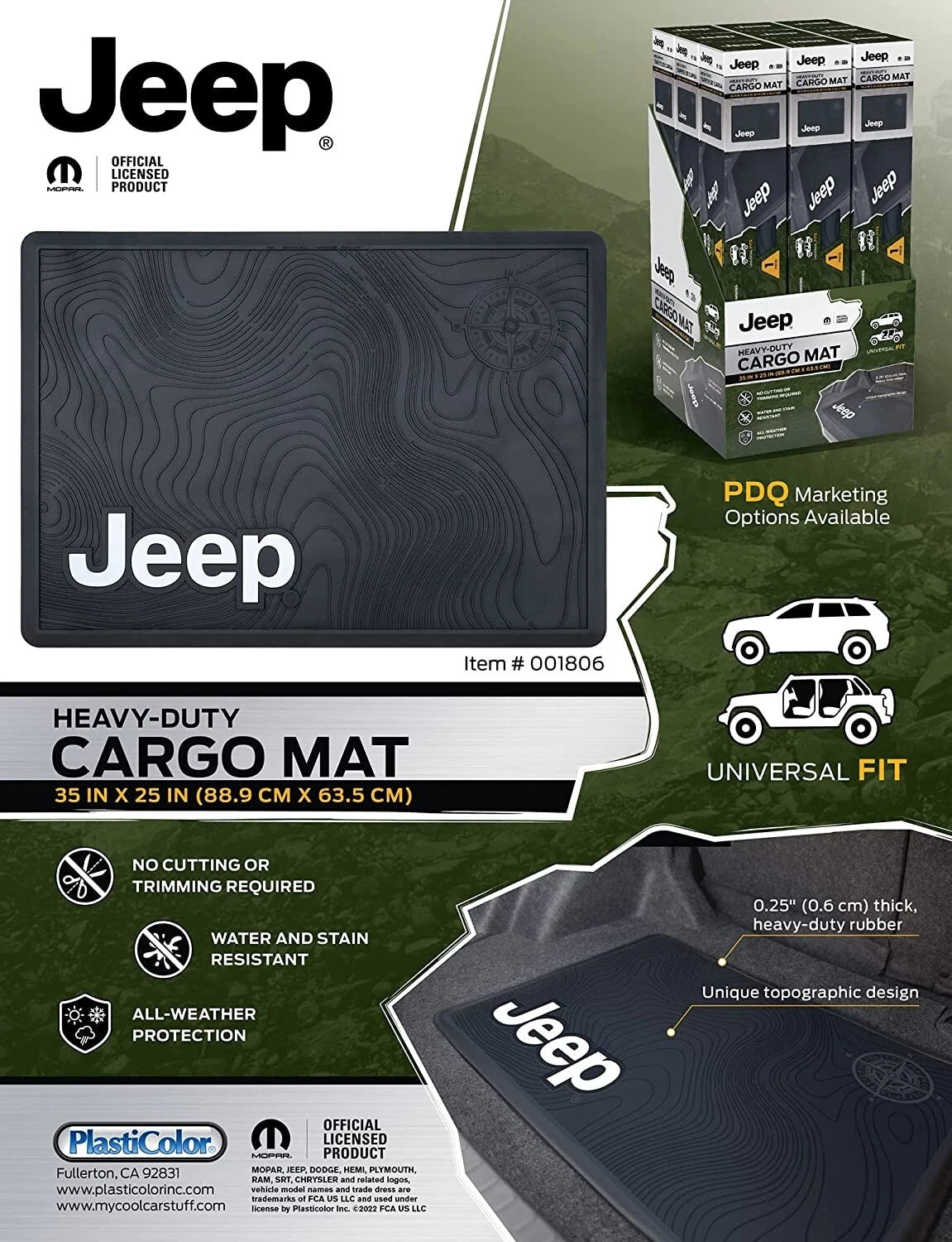 Heavy Duty Rear Cargo Mat for Jeep (2010–2023) 001806R01
