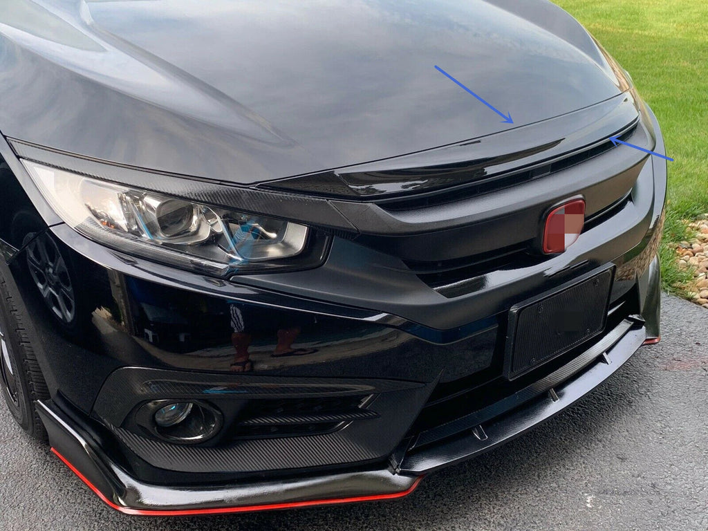 Front Hood Bumper Upper Trim for Honda Civic (2016–2021) Gloss Black