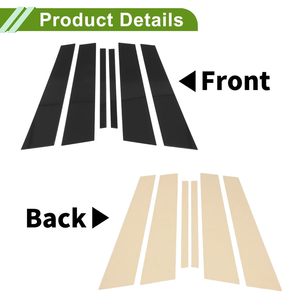 6 Pcs Door Pillar Window Trim for BMW 5-Series (2018–2023) Black