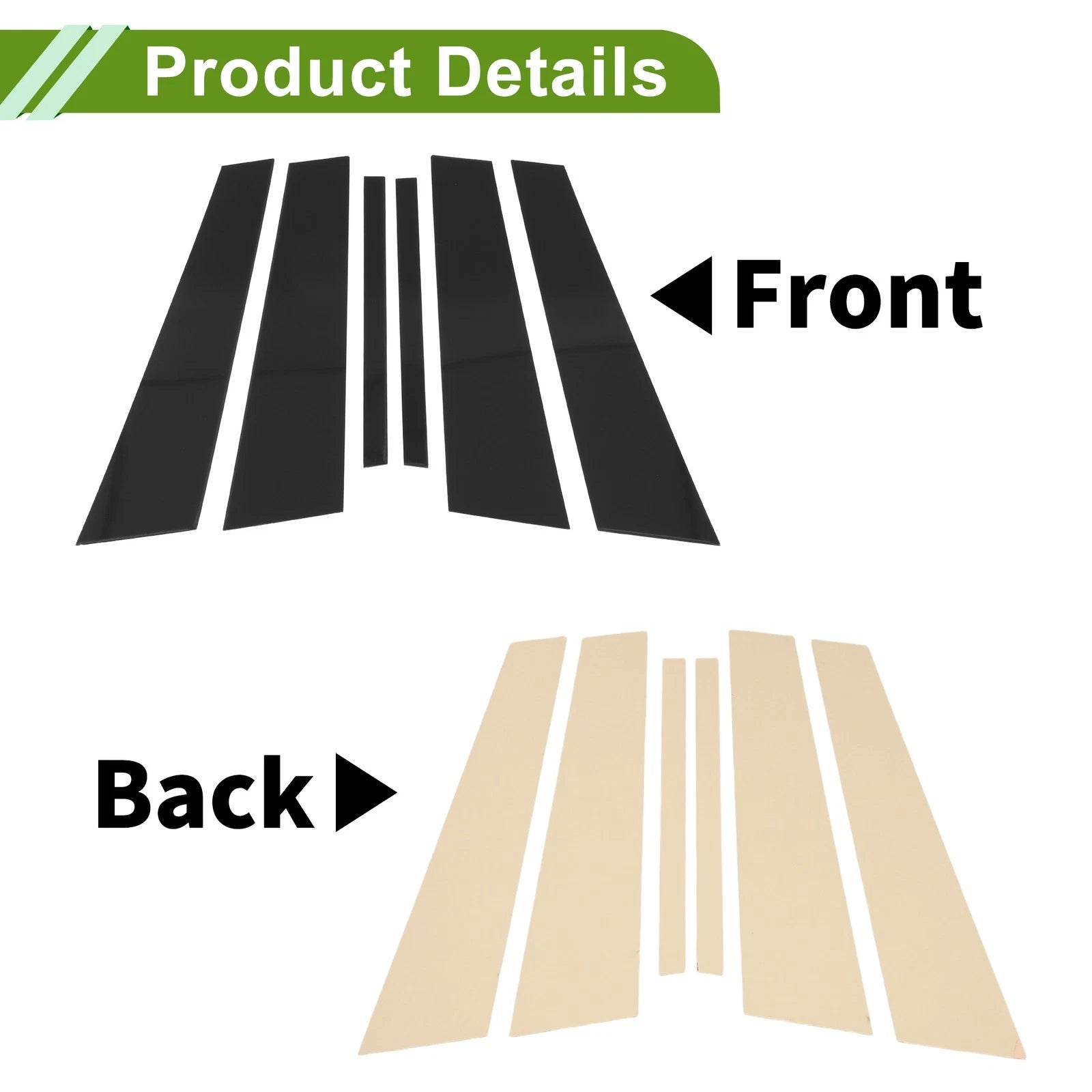6 Pcs Door Pillar Window Trim for BMW 5-Series (2018–2023) Black