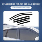Set of 6 Smoke Door Visor Window Vent Deflectors for Jeep Cherokee (2015–2022)