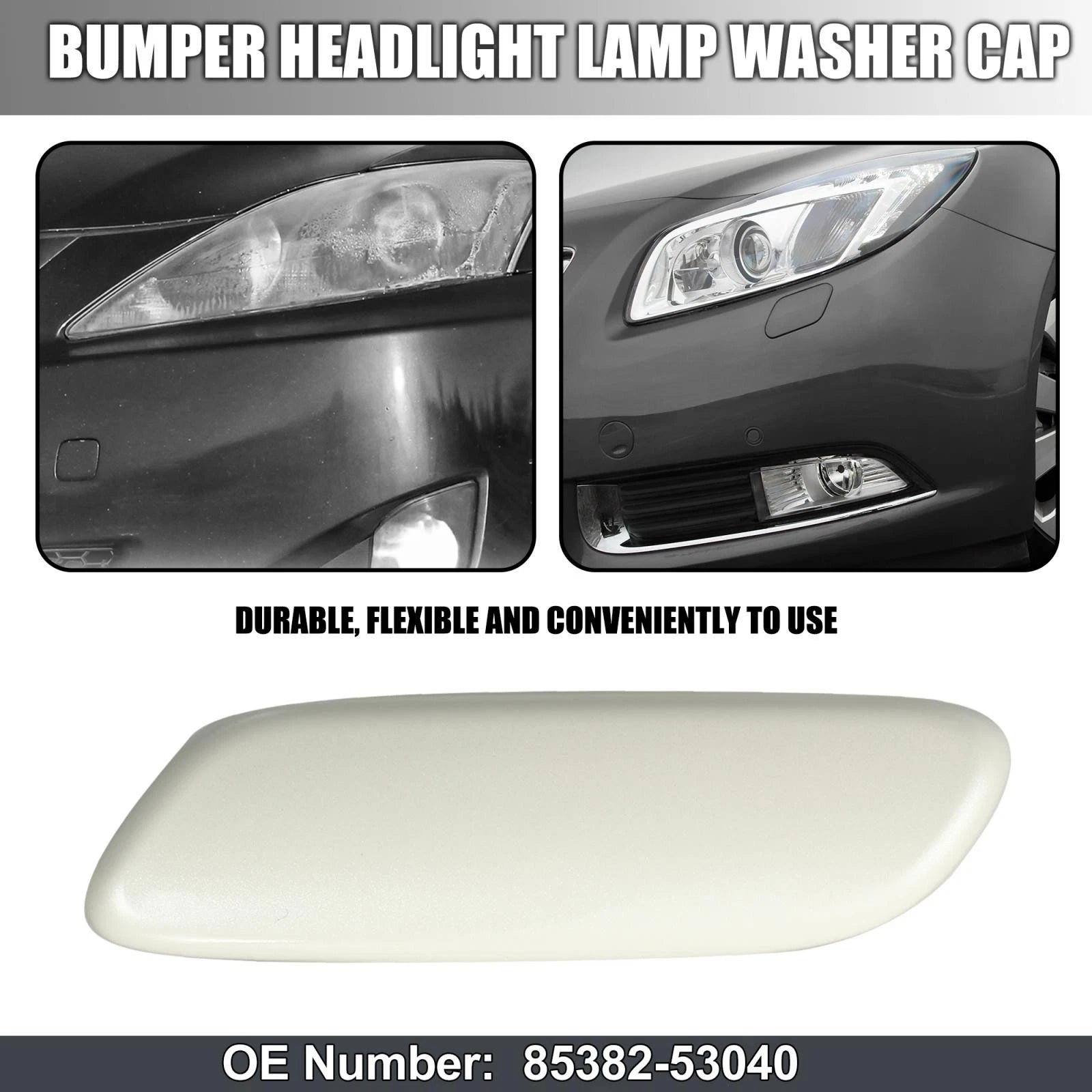 Left Headlight Washer Nozzle Cover for Lexus IS250 IS300 (2006–2008) 85382-53040 White