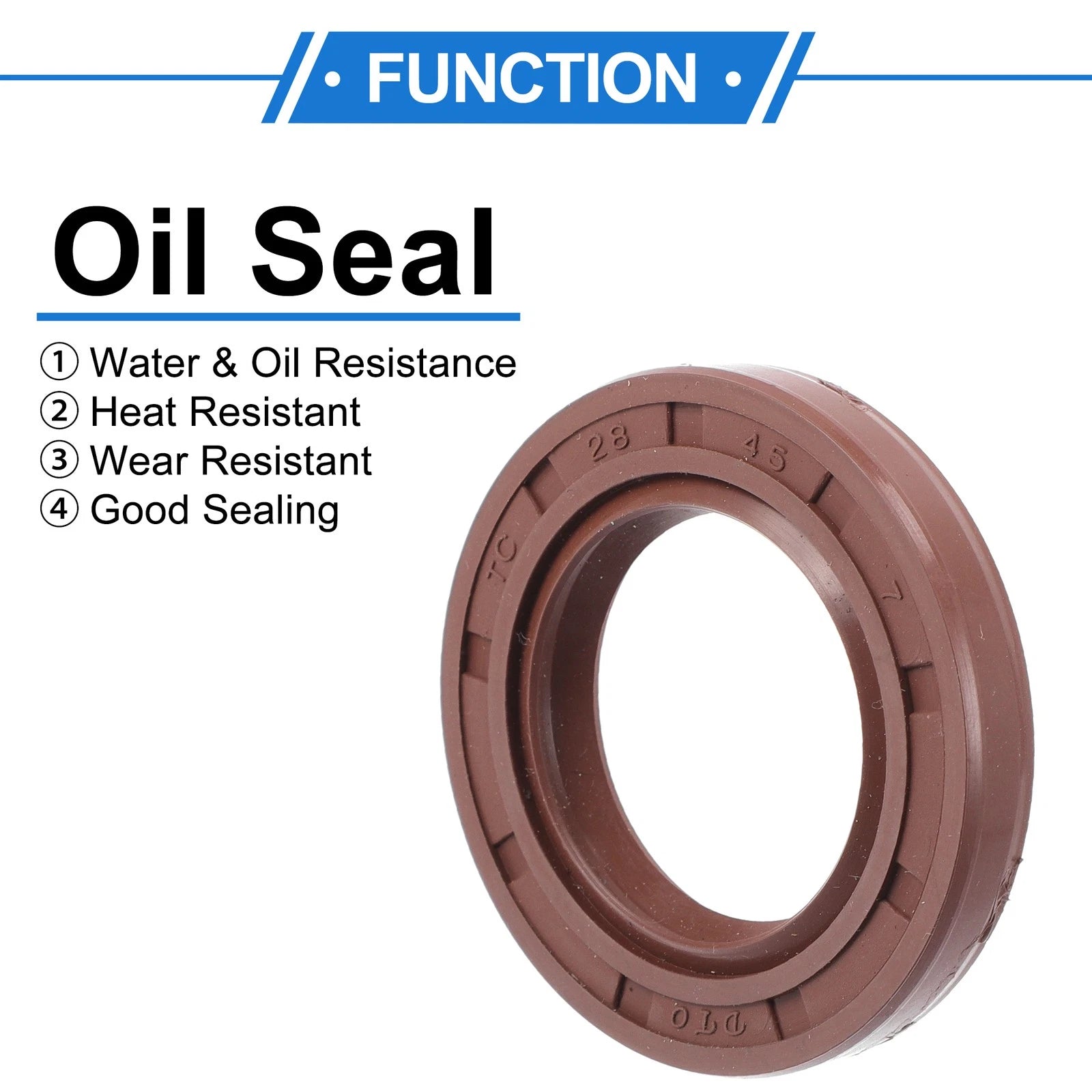 2X Oil Seal Rotary Shaft Seal FKM Rubber 28x45x7mm for Various Models