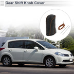 1 Pc Gear Shift Knob Cover for Nissan Tiida (2004–2012) Pebbled Black Brown