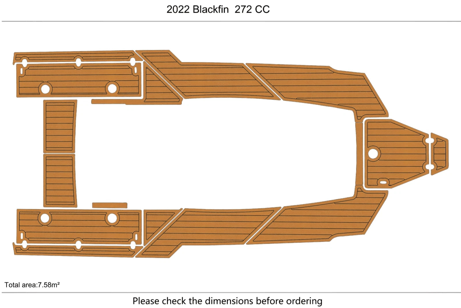 EVA Foam Teak Faux Deck Flooring Mat for Blackfin 272 CC (2018)