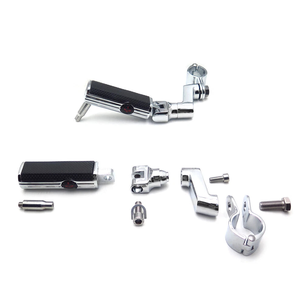 1-1/4" Chrome Gear Defiance Skull Highway Engine Guard Foot Pegs for Harley