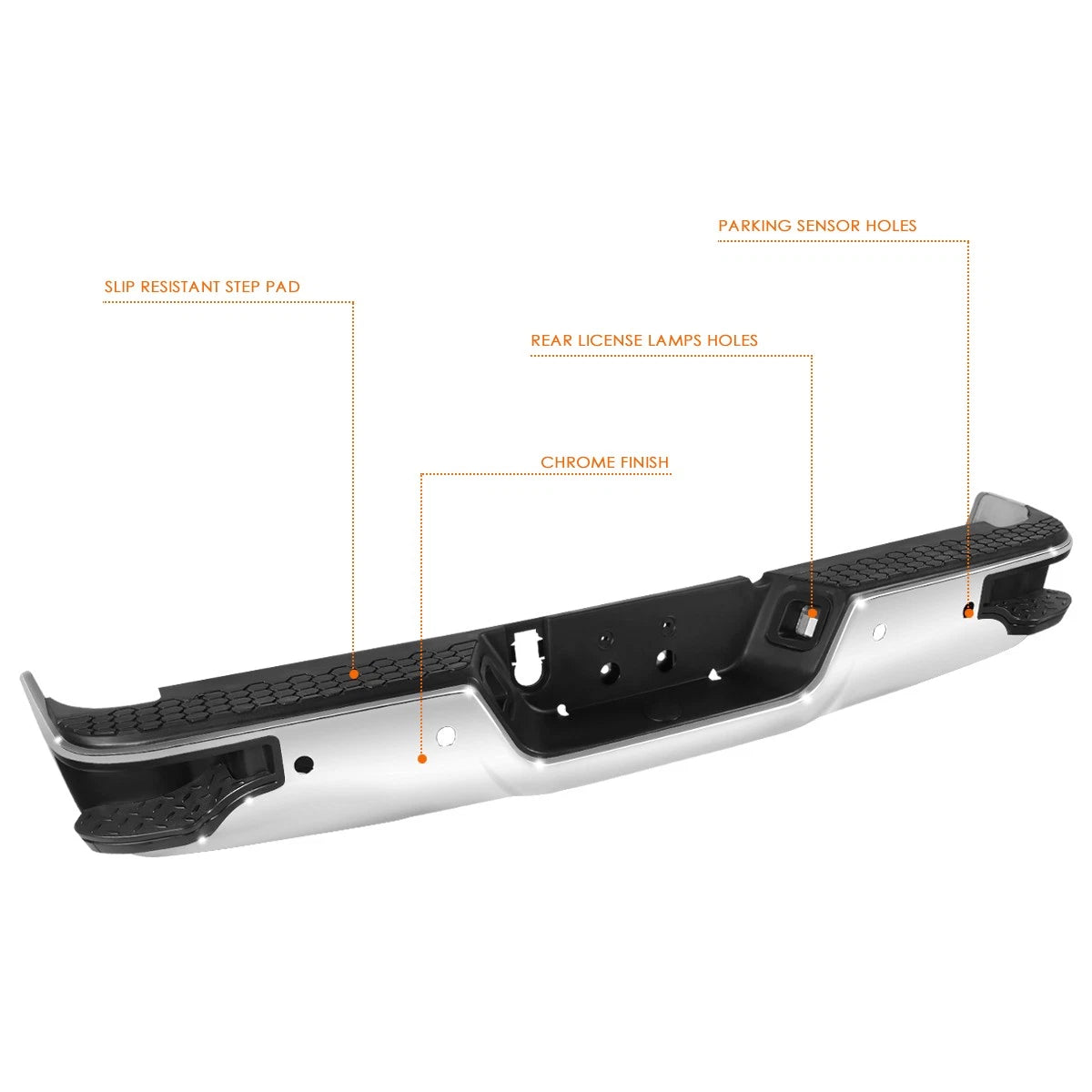 Rear Step Bumper Assembly for Dodge Ram 1500/Classic (2009–2023) Chrome
