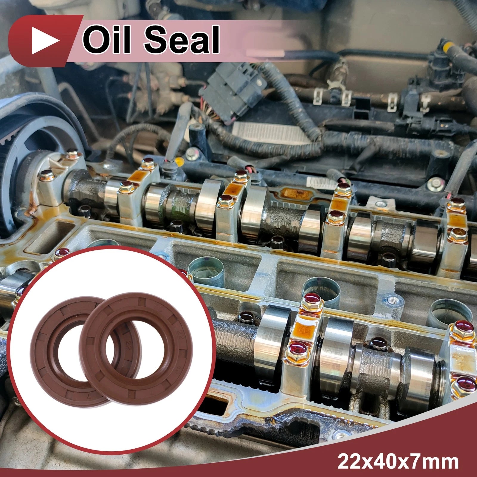2X Oil Seal Rotary Shaft Seal FKM Rubber 22x40x7mm for Various Models