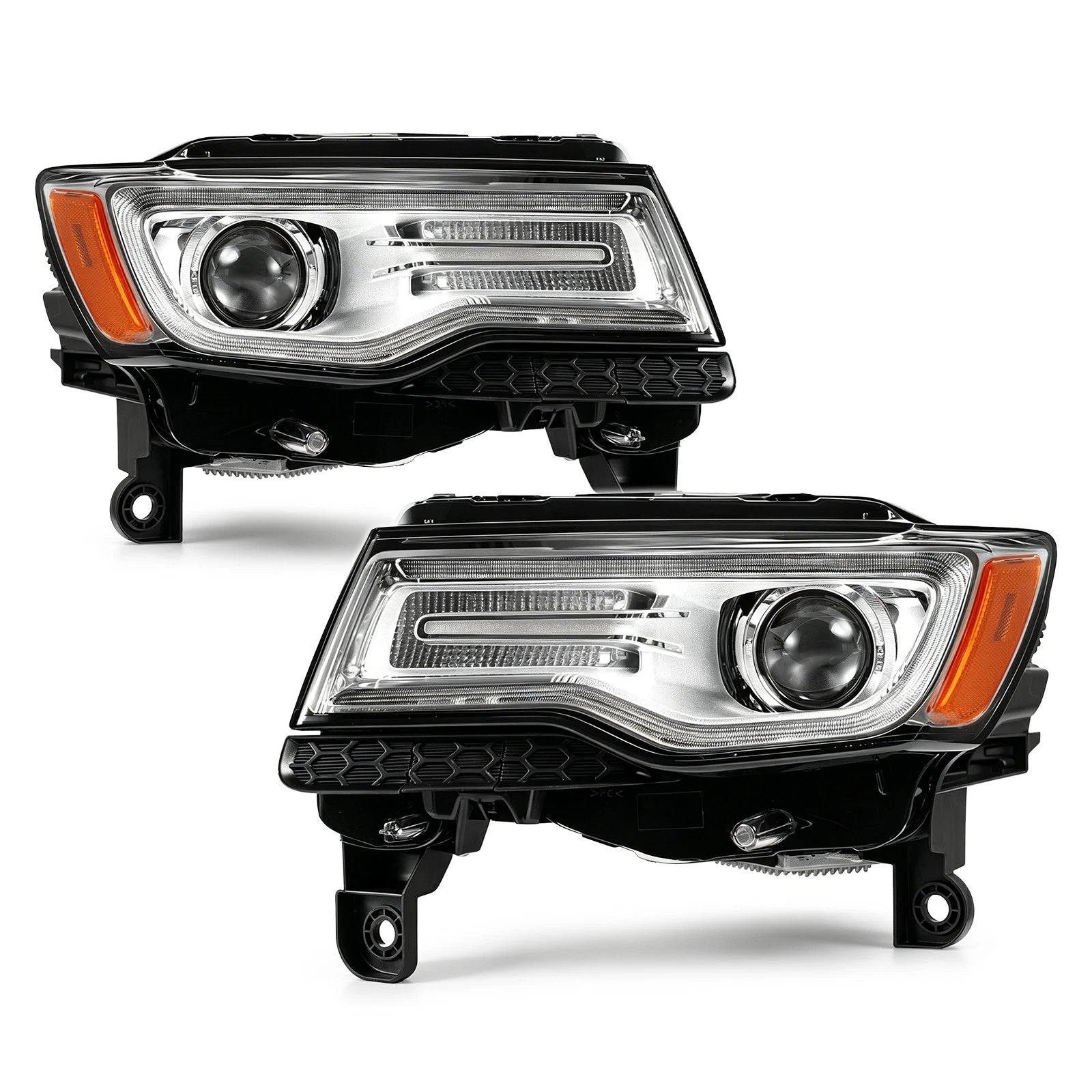 HID Projector Headlights Left+Right Pair for Jeep Grand Cherokee (2014–2016)