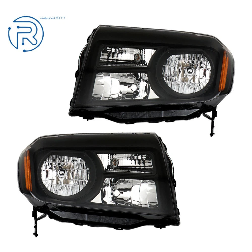 Set of 2 Halogen Headlights for Honda Pilot (2012-2015) Black Housing