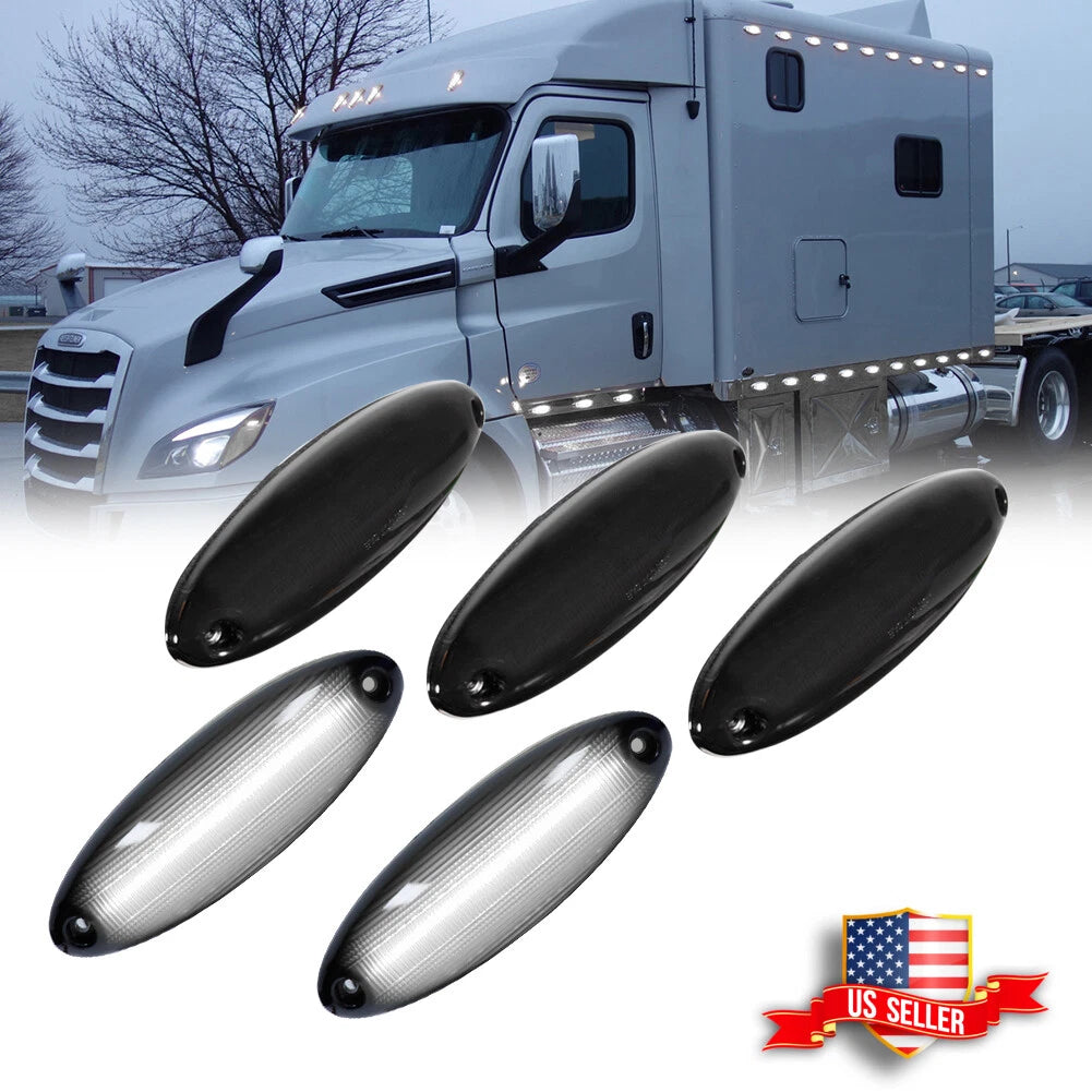 White LED Raised Roof Clearance Marker Lights for Freightliner Cascadia (2008–2023)