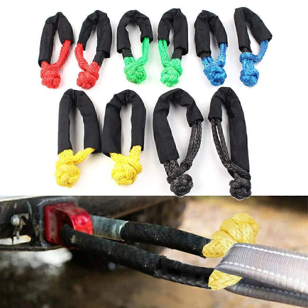 2X 1/2" Synthetic Soft Shackle Recovery Straps 38000 LBs for Winch Rope