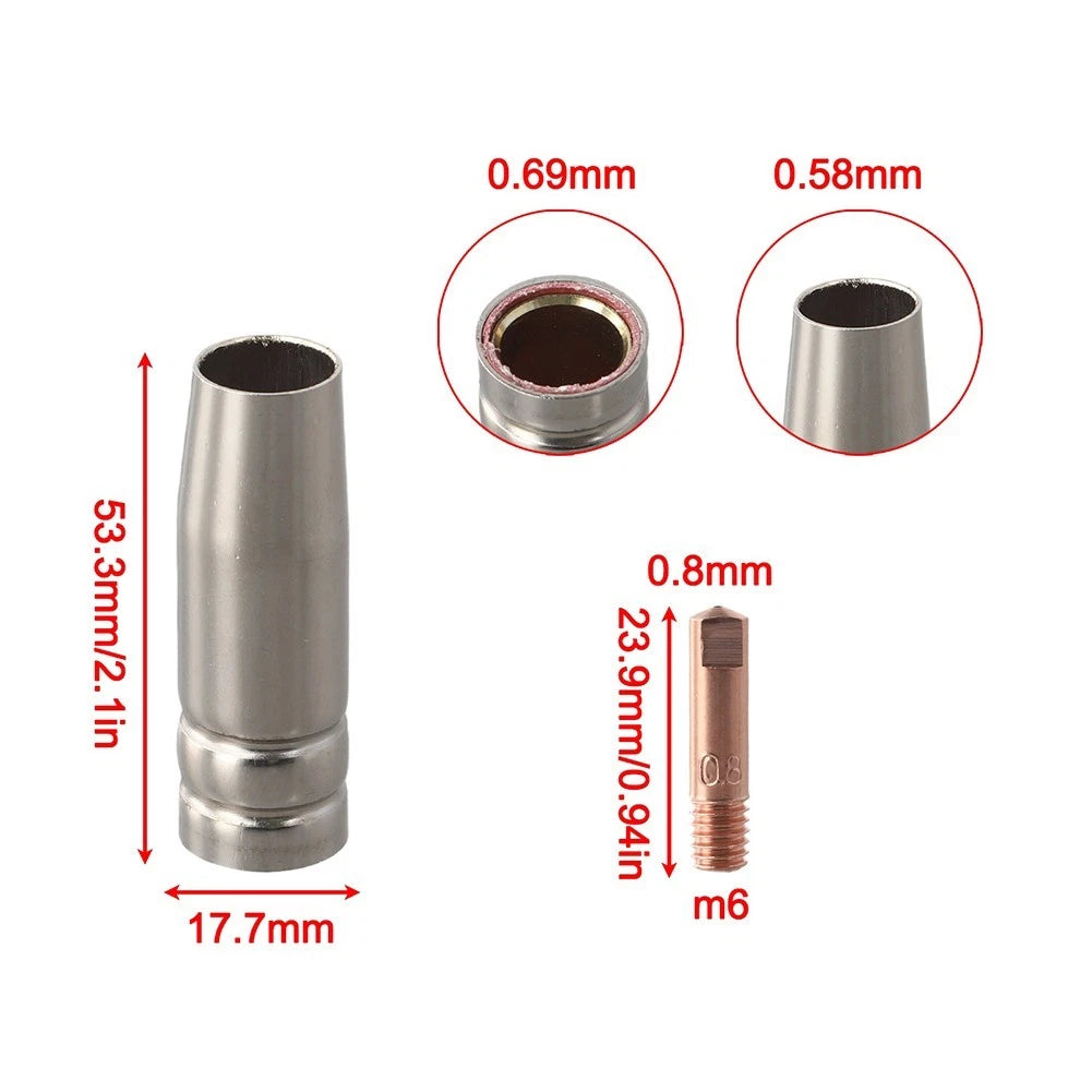 14PCS Contact Tips and Gas Nozzles for MIG Welding Equipment