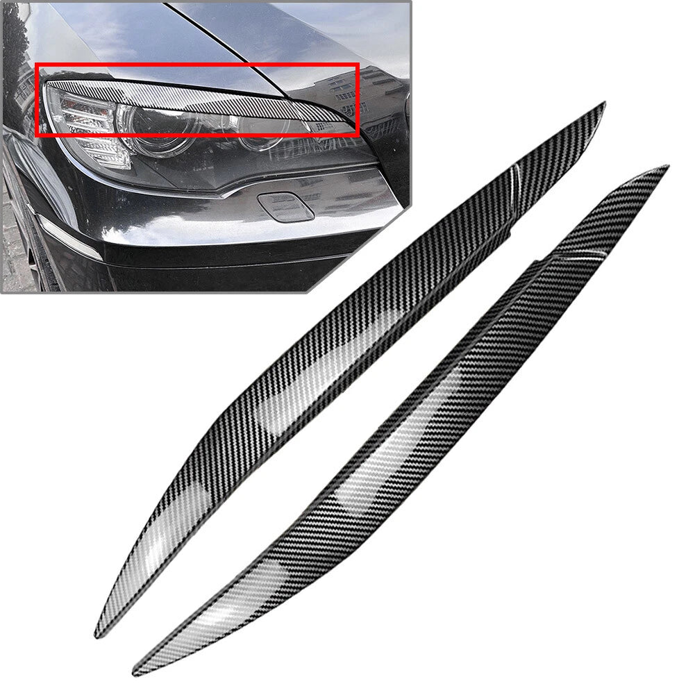 Carbon Look Headlight Eyebrows Trim for BMW X6 E71 E72 X6M X5M E70