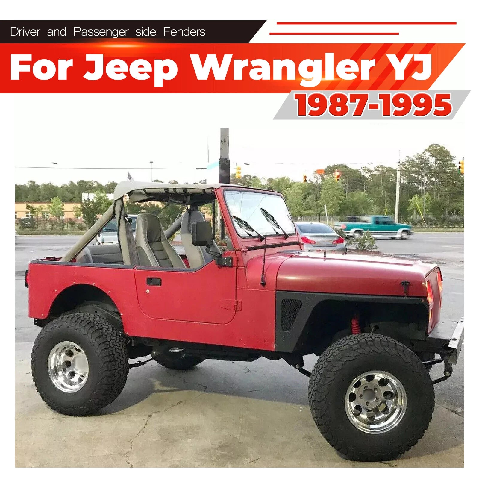 Front Fender Flares for Jeep Wrangler YJ (1987–1995) w/LED Eagle Lights