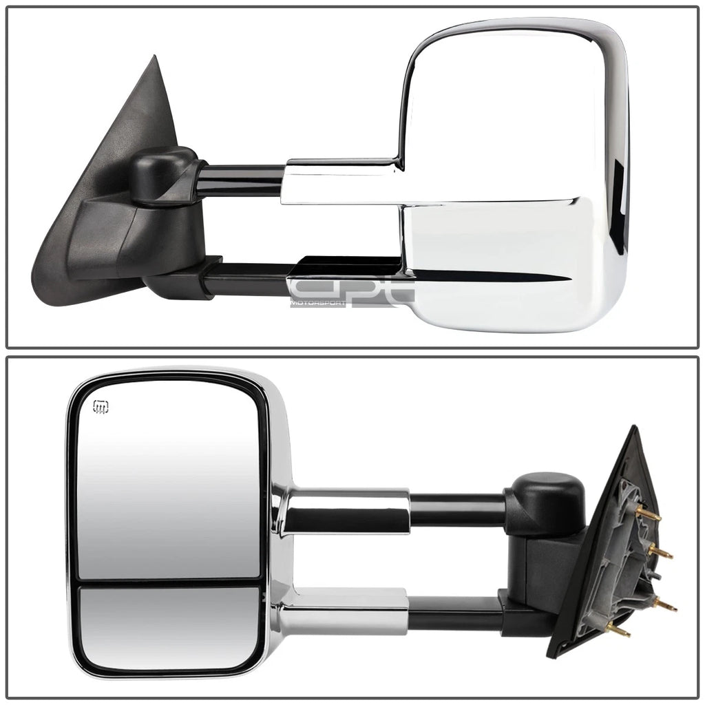 Set of 2 Chrome Power Heated Rear View Towing Mirrors for GM Chevy GMC GMTK2XX (2014–2020)