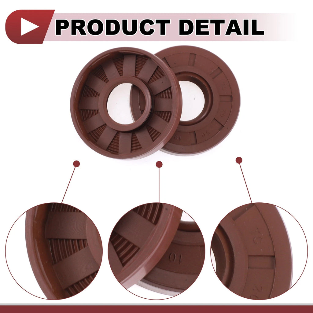 Set of 2 Oil Seal Rotary Shaft Seal FKM Rubber 20x50x10mm for Universal