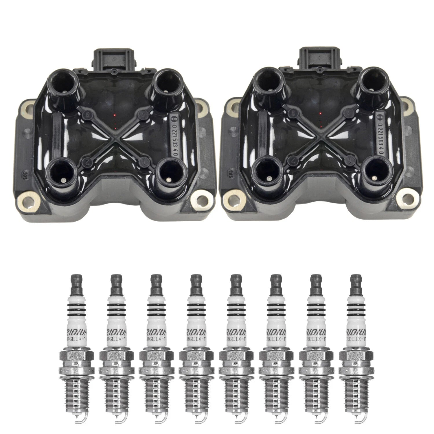 Set of 2 Ignition Coils & 8 NGK Iridium IX Spark Plugs for Land Rover Discovery V8 (1999–2004)