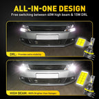 AUXI H15 LED Headlight Bulb 7035 20000LM 6500K for High Beam DRL